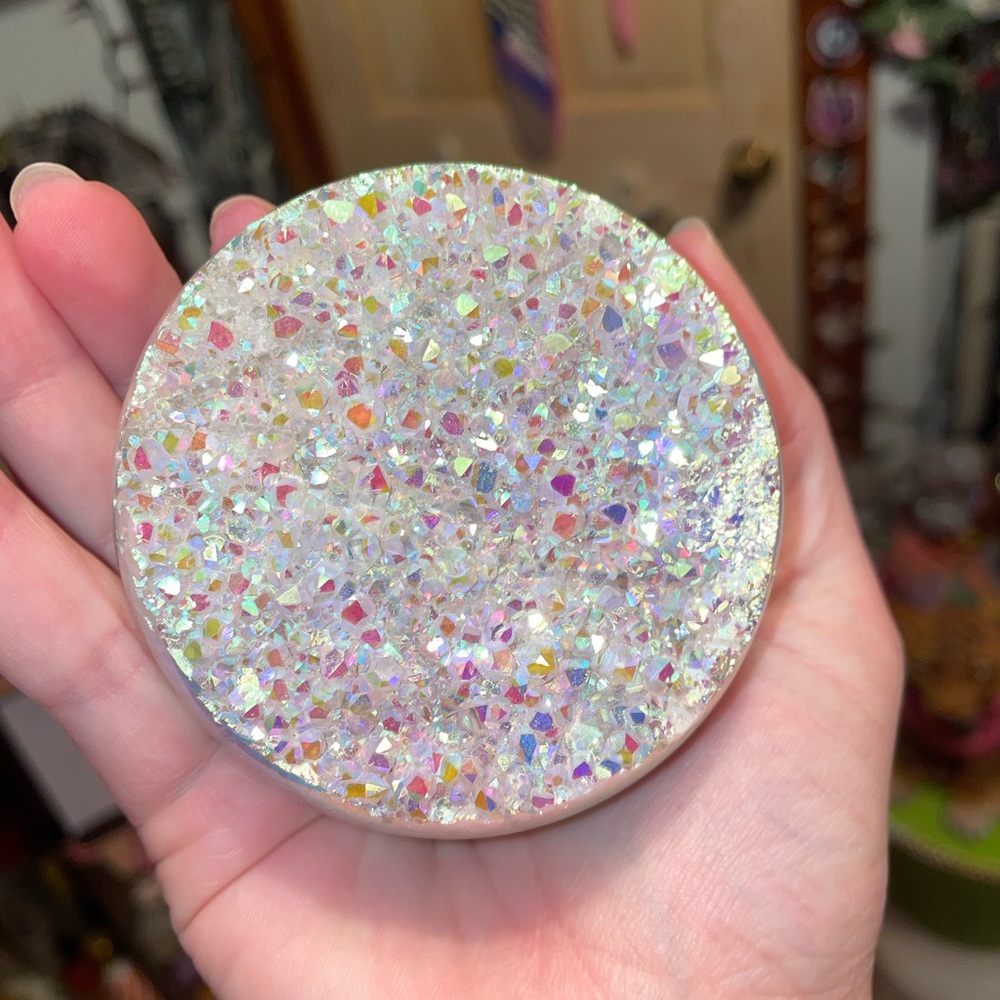 Aura amethyst agate druzy sphere